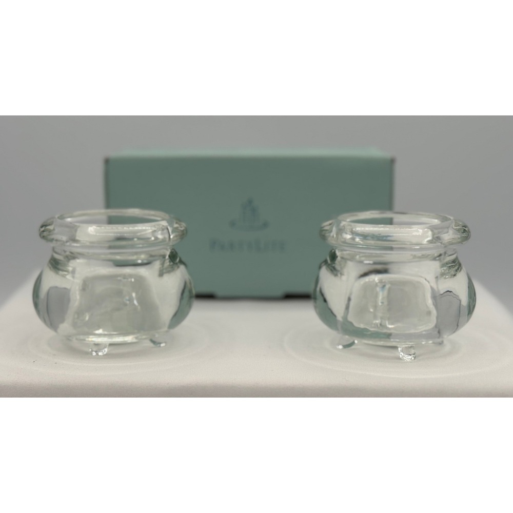 Pair of Parylite Cauldron Votive Holder - Clear Glass - NEW Open Box - P7647